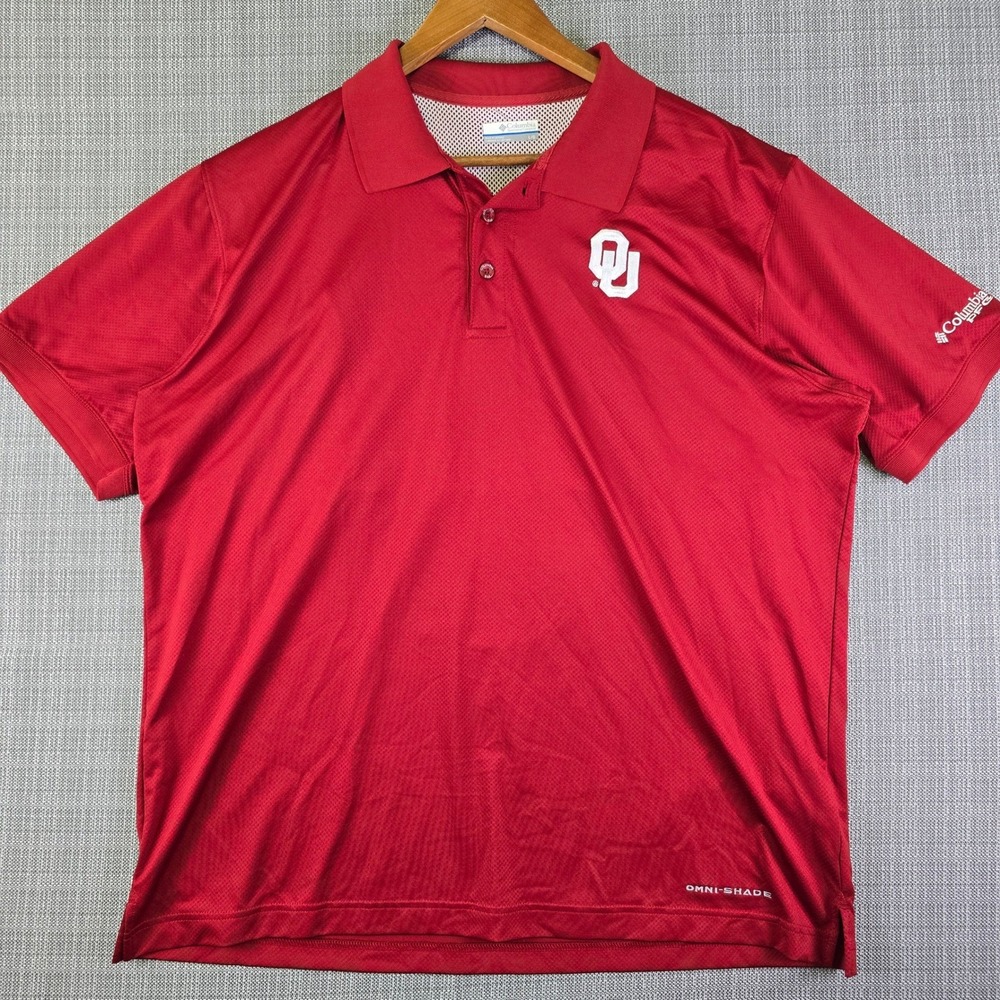 Oklahoma Sooners OU Polo Shirt Mens Large Red Columbia PFG NCAA College Football - Picture 2 of 14